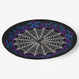 Blue Paars White Spider web en Black Spider Papieren Bordje