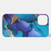 Blue paarse Alcohol Art Girly Gold iPhone Hoesje (Achterkant horizontaal)