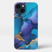 Blue paarse Alcohol Art Girly Gold iPhone Hoesje (Achterkant)