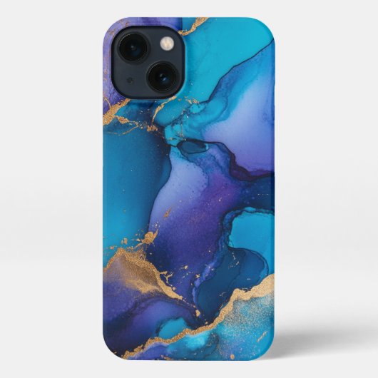 Blue paarse Alcohol Art Girly Gold iPhone Hoesje (Achterkant)