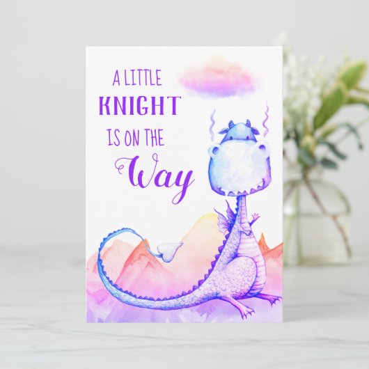 *~* Blue Paarse Dragon Baby Shower Uitnodiging (Staand voorkant)