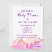 *~* Blue Paarse Dragon Baby Shower Uitnodiging (Achterkant)