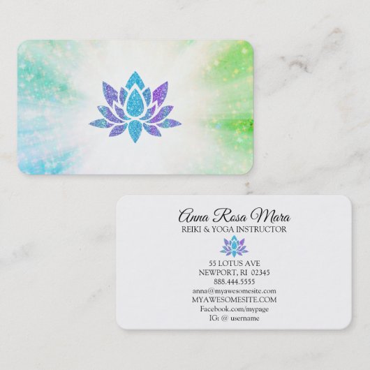 *~* Blue Paarse Lotus Rays Reiki Energy Healing  Visitekaartje (Voorkant / Achterkant)