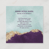 *~* Blue Paarse Mint Gold Glitter Agate Geode Vierkante Visitekaartje (Achterkant)