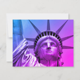 Blue Paarse Pop Art Statue Liberty New York Kaart