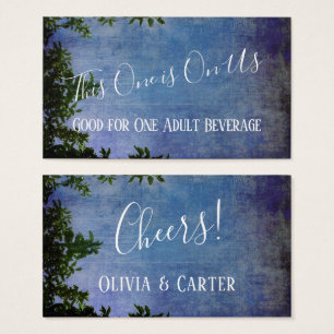 Blue & Paarse Rustic Drink Tickets Visitekaartje