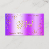 Blue Paarse Shimmery Gold  Corners Initialen Visitekaartje (Voorkant)