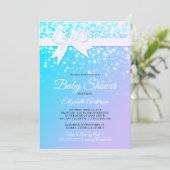 Blue Paarse Sparkles Baby Girl Shower Kaart (Staand voorkant)