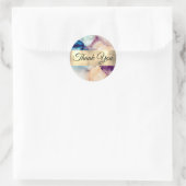 Blue Paarse Waterverf en Gold Foil Hartelijk dank Ronde Sticker (Tas)
