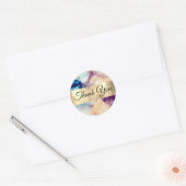 Blue Paarse Waterverf en Gold Foil Hartelijk dank Ronde Sticker (Envelop)
