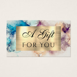 Blue Paarse Waterverf en Gold Foil-kaartje Visitekaartje