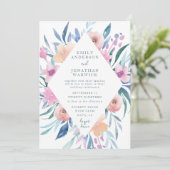 Blue Paarse Waterverf Flowers Weddenschap Kaart (Staand voorkant)