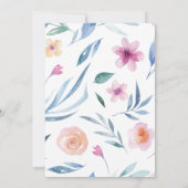 Blue Paarse Waterverf Flowers Weddenschap Kaart (Achterkant)