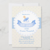 Blue Pacifier Baby shower Invitation Kaart (Voorkant)
