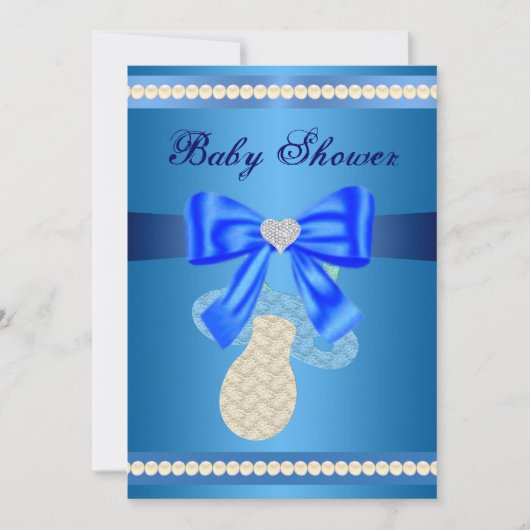 Blue Pacifier Baby shower Invitation Kaart (Voorkant)