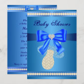 Blue Pacifier Baby shower Invitation Kaart (Voorkant / Achterkant)