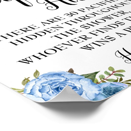 Blue Pacifier jachtgame-Baby shower Poster (Hoek)