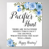 Blue Pacifier jachtgame-Baby shower Poster (Voorkant)