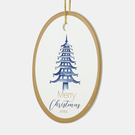 Blue Pagoda Christmas Tree Ornament (Links)