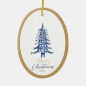 Blue Pagoda Christmas Tree Ornament (Voorkant)