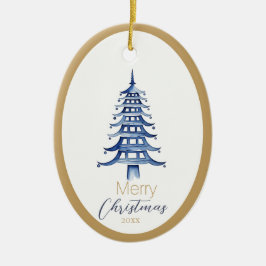 Blue Pagoda Christmas Tree Ornament