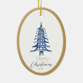 Blue Pagoda Christmas Tree Ornament (Achterkant)