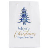 Blue Pagoda Kerstboom Gift Bag Medium Cadeauzakje (Voorkant)