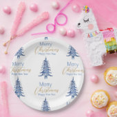 Blue Pagoda Kerstboom Patroon Papier Bord (Feest)