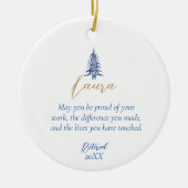 Blue Pagoda Kerstboom Pensioen 1-Foto Keramisch Ornament (Voorkant)