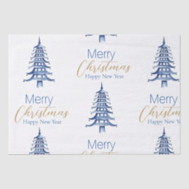 Blue Pagoda Kerstboom Tissue Paper Tissuepapier