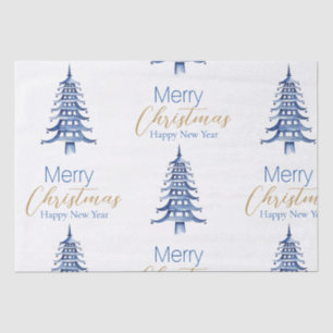 Blue Pagoda Kerstboom Tissue Paper Tissuepapier