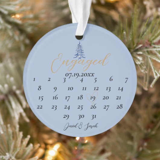 Blue Pagoda Kerstboom Verloving Kalender Ornament (Boom)