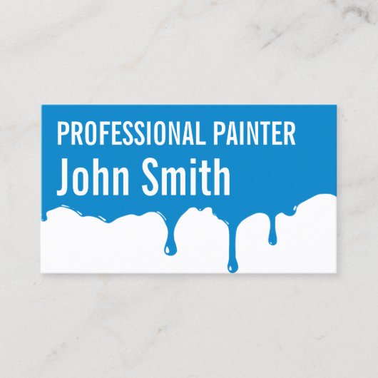 Blue Paint Dripping Painter visitekaartje (Voorkant)