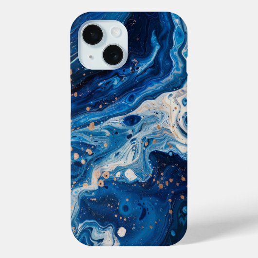 Blue Paint Pour Abstracte Vloeistof Esthetisch Case-Mate iPhone Case (Achterkant)