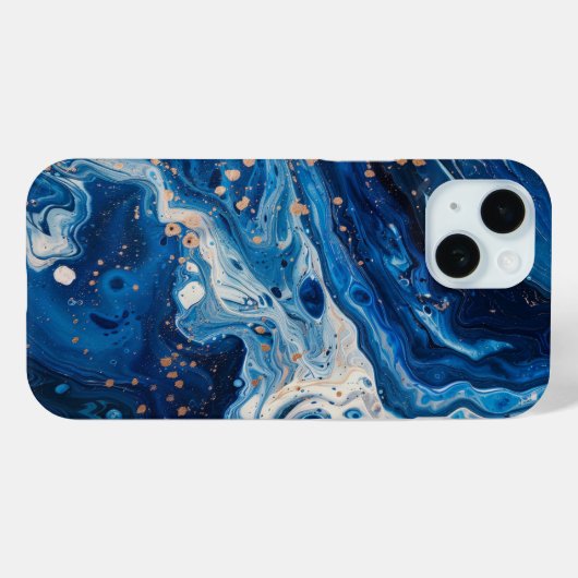 Blue Paint Pour Abstracte Vloeistof Esthetisch Case-Mate iPhone Case (Achterkant (horizontaal))