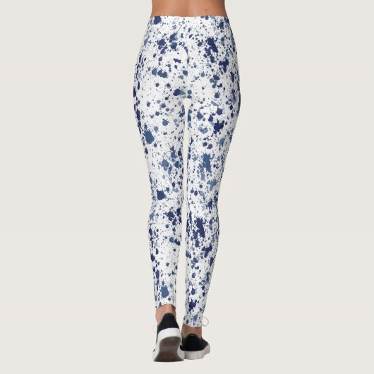 Blue Paint Splash And Splatter Pattern Leggings (Achterkant)