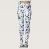 Blue Paint Splash And Splatter Pattern Leggings (Voorkant)