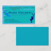 Blue Paint Splash Artist Designer Custom Visitekaartje (Voorkant / Achterkant)