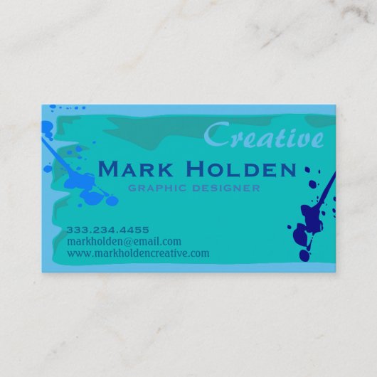 Blue Paint Splash Artist Designer Custom Visitekaartje (Voorkant)