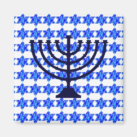 Blue Paint Splatter Jewish Star Magneet (Voorkant)