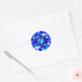 Blue Paint Splatter Jewish Star Ronde Sticker (Envelop)