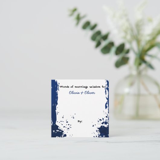 Blue Paint Splatter - Words of Marriage Wisdom - Informatiekaartje (Staand voorkant)