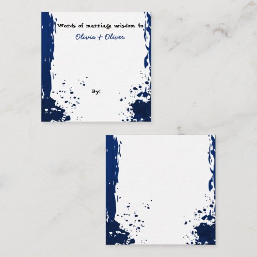 Blue Paint Splatter - Words of Marriage Wisdom - Informatiekaartje (Voorkant / Achterkant)