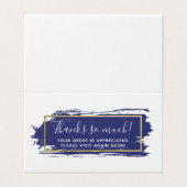 Blue Paint Stroke & Modern Gold Bedankt voor je ka Kaart (Buitenkant ongevouwen)