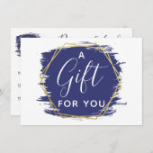 Blue Paint Stroke & Modern Gold Certificate Kaart (Voorkant / Achterkant)