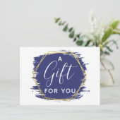 Blue Paint Stroke & Modern Gold Certificate Kaart (Staand voorkant)