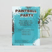 Blue Paintball Party nodigt uit Kaart (Staand voorkant)
