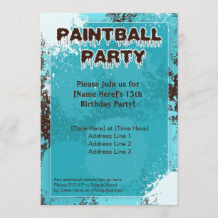Blue Paintball Party nodigt uit Kaart