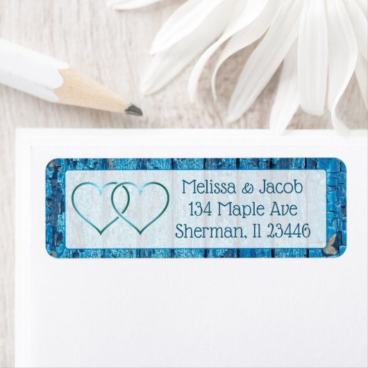 Blue Painted Distsed Wood Weddenschapslabel Etiket (Insitu)