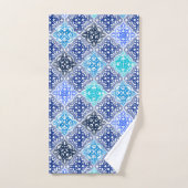 Blue Painted Moroccan Tegel Pattern Bad Handdoek (Handdoek)